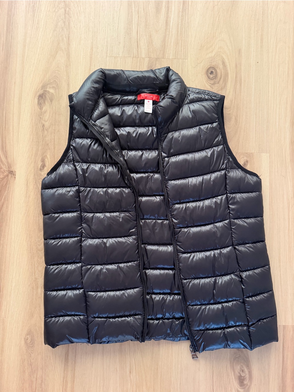 Aqua Girl Black Puffer Jacket with Red Label